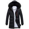 Manteau décontracté à la mode à capuche pour hommes, matelassé en couleur unie - Noir XL