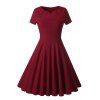 Fashion Fashion Ladies V Collar Short Sleeved Dress - Rouge Vineux 2XL