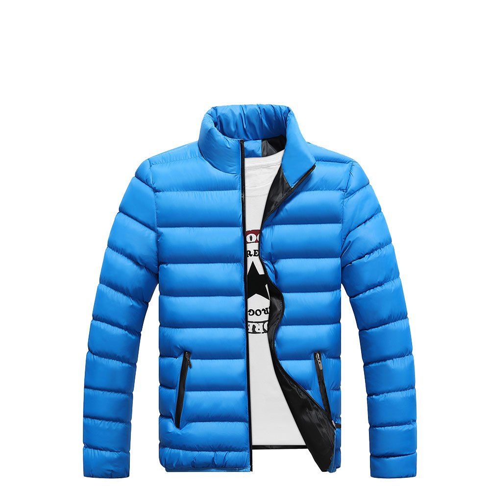 

Men's Winter Stand Collar Down Jacket, Dodger blue