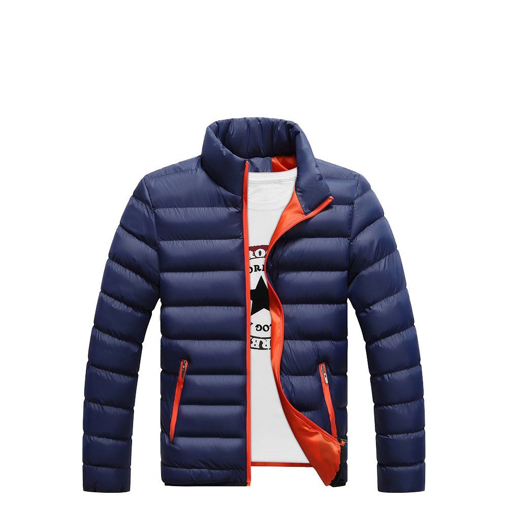 

Men's Winter Stand Collar Down Jacket, Navy blue