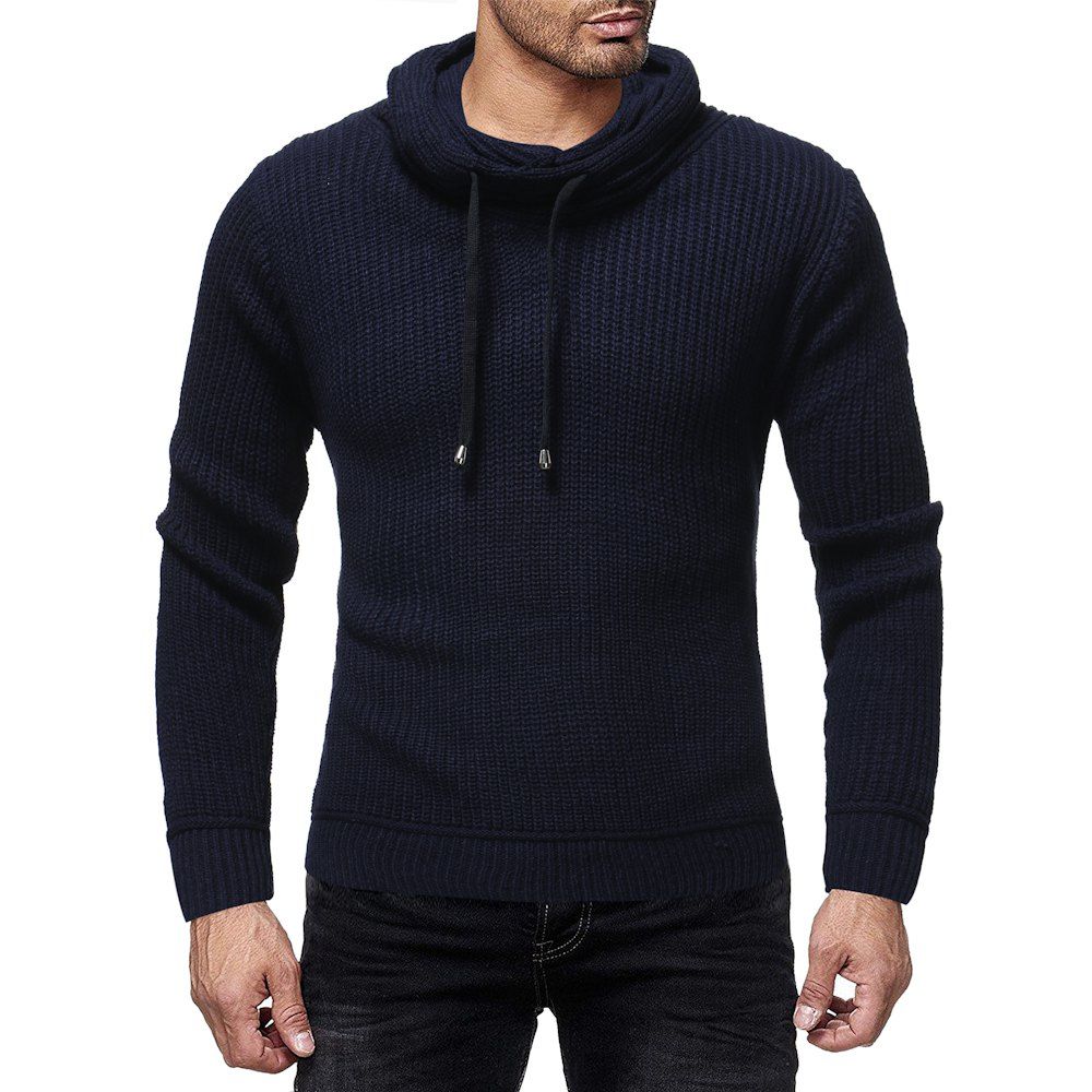 

Men's Fashion Solid Color High Neck Pullover Casual Slim Sweater, Cadetblue