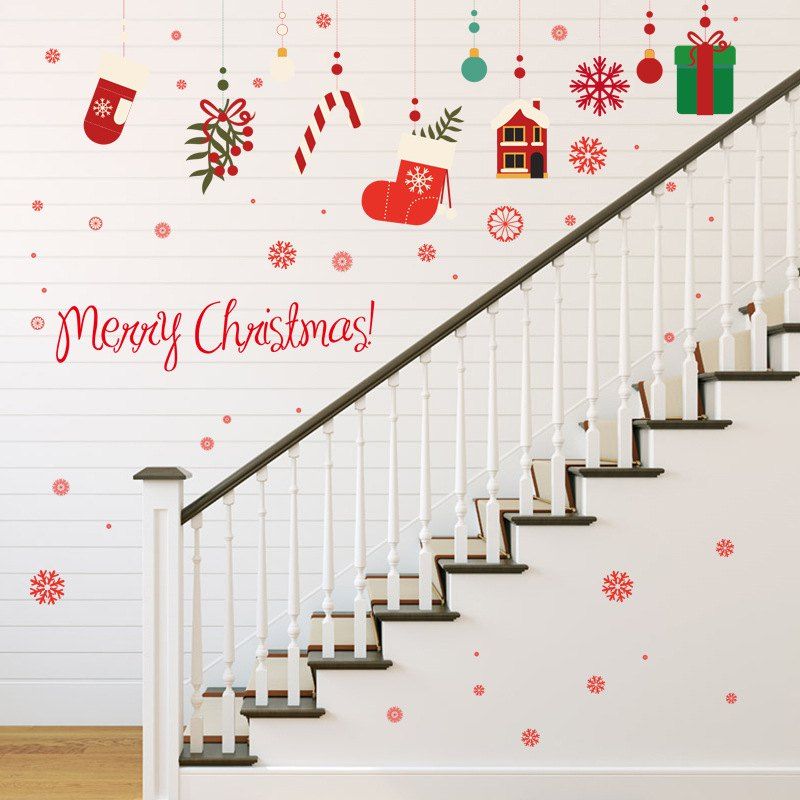 Santa Claus Christmas Window Wall Decals Living Room Bedroom Decor Diy