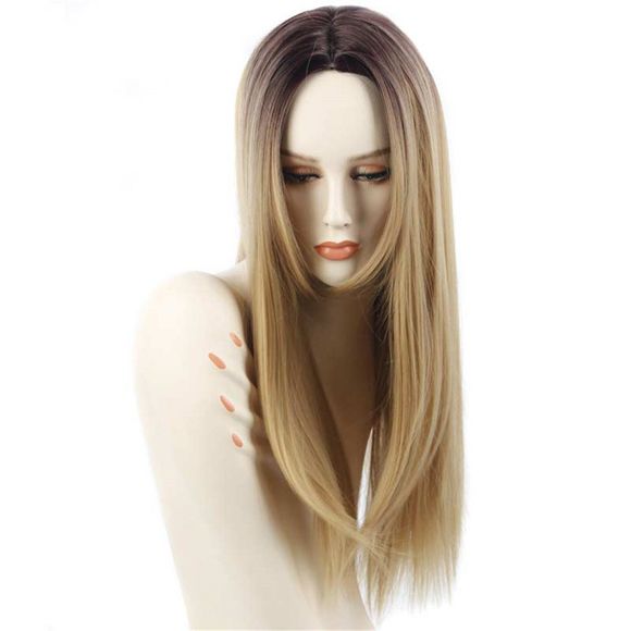 Perruque de femmes synthétique perruque synthétique droite ombre blonde résistante à la chaleur - Brun Légère 1PC