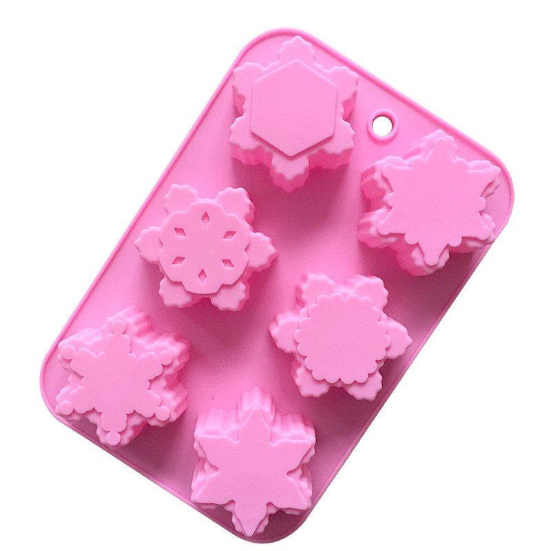 

3D Christmas Decorations Snowflake DIY Cake Tools Silicone Mold, Pink