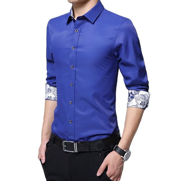 Chemises à manches longues pour hommes Sous-vêtements à manches longues Hauts Gilets Vestes - Bleu Cobalt 5XL