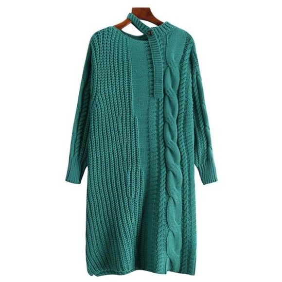 Robe pull femme à manches longues - Vert ONE SIZE