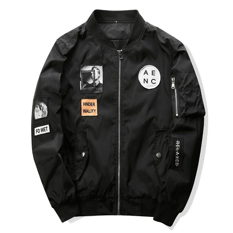 

Men's Jacket Temperament Baseball Uniform Excellent Habu Pudding, Black