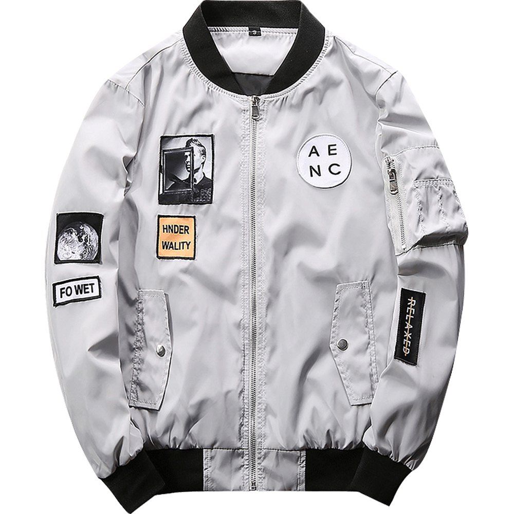 

Men's Jacket Temperament Baseball Uniform Excellent Habu Pudding, Platinum
