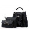 Ensemble de sac à main pour femme 3 Pcs Tassel Fashion Solid Sacs pour femme - Noir 30CM X 14CM X 22CM
