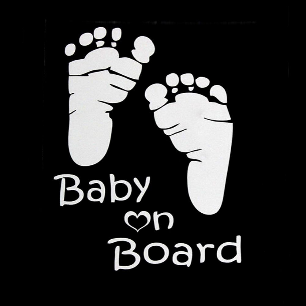 

Car Sticker Baby On Board Lovely Letter Baby Footprints Pattern Sticker, White