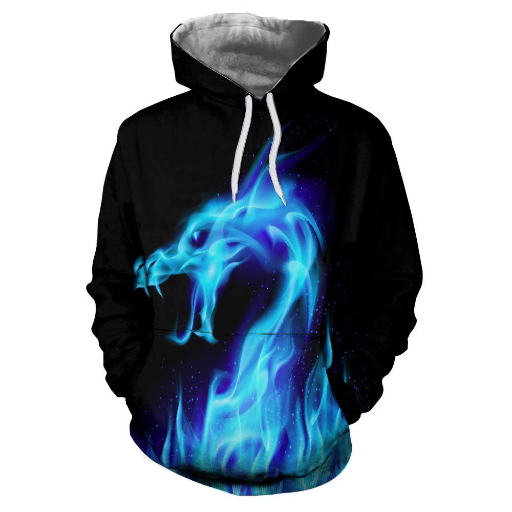 

Men's Casual 3D Blue Faucet Digital Printing Large Pocket Hoodie Sweater, Natural black