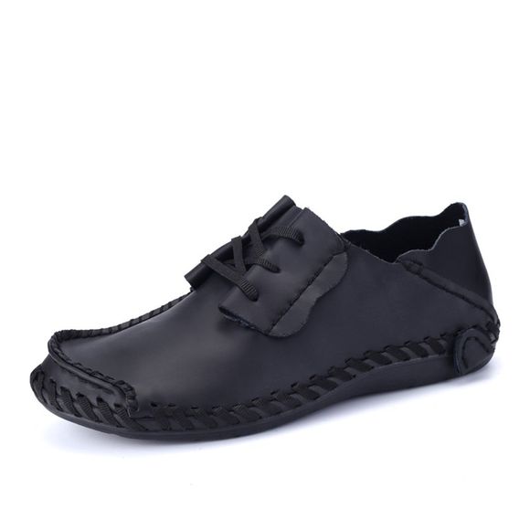 Chaussures décontractées en cuir faites à la main pour hommes - Noir Profond EU 46