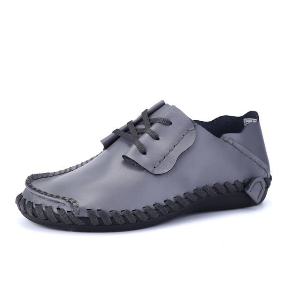 Chaussures décontractées en cuir faites à la main pour hommes - Ardoise Grise Claire EU 45