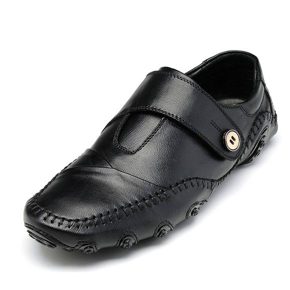Chaussures de conduite en cuir à la mode pour hommes, style britannique - Noir EU 41
