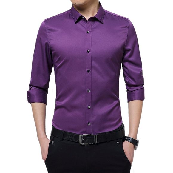 Chemises à manches longues pour hommes maillots vestes blouses grandes chemises pour hommes - Violet Terne 4XL