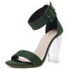 Sandales à talons carrés pour femmes Talons hauts japonais noirs - Vert profond EU 37