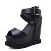 Chaussures Compensées Femme Sandales Noires - Noir EU 37