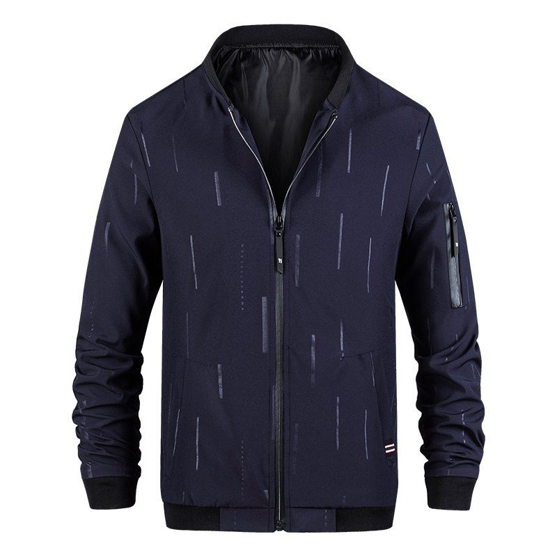 

Stamp Printed Windproof Warm Jacket, Midnight blue