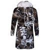 Robe à capuche pour femme de grande taille avec impression de fleurs automne-hiver - multicolor C XL