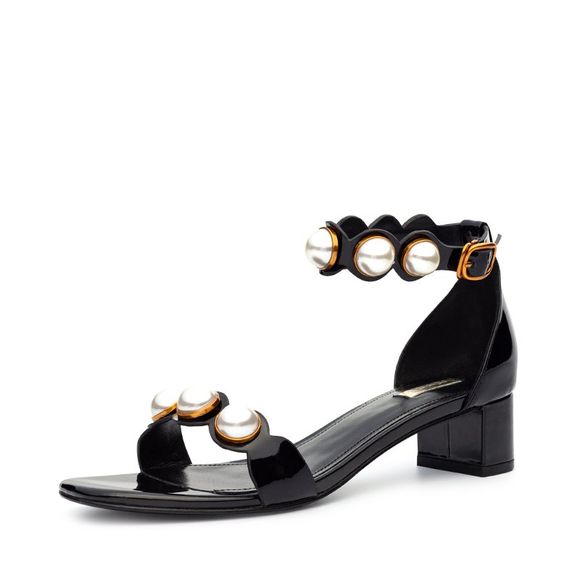 Louise et Cie Sandales à talons épais pour femmes Mode Patchwork Simple Chaussures Design - Noir EU 36