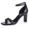 Louise et Cie Sandales de femme couleur unie style talon épais chaussures à bout ouvert - Noir EU 39