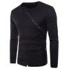 Couleur unie pull diagonal de la mode design pour hommes - Noir XL