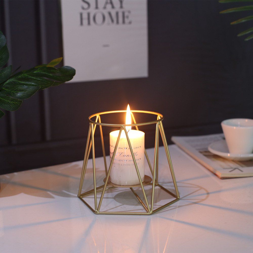 

Modern Style Candle Holder Metal Candlestick Wedding Party Decorations, Gold