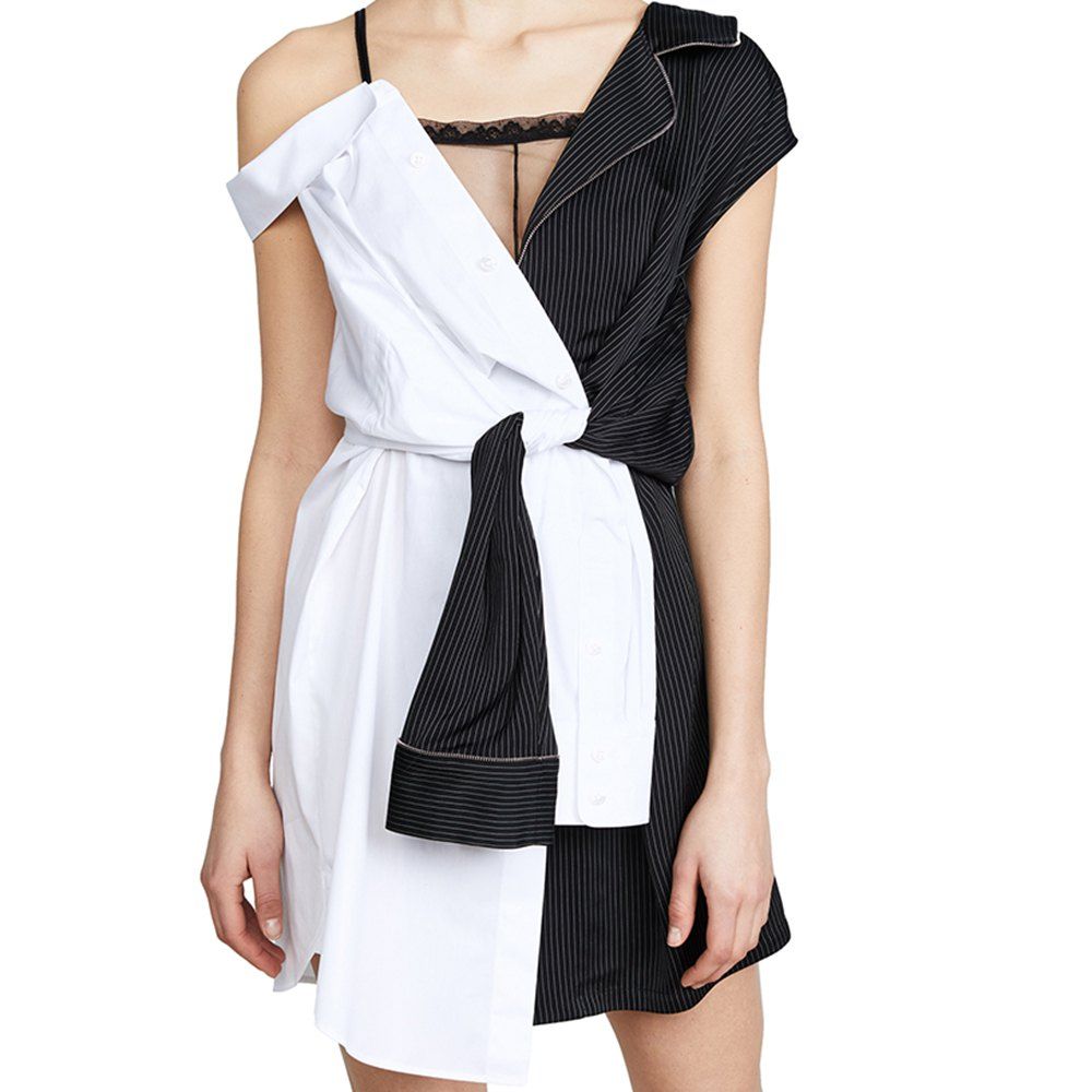 

Fashion Personality Color Matching Suspenders Asymmetrical Dress, Twilight