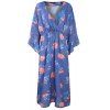 Kimono Flowerprinting Tie Plus Size Dress - multicolor A 3XL