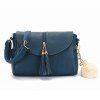 Pompon sacs en cuir véritable pour femmes sacs à main de luxe - Bleu de Soie 