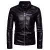 Vêtements en cuir pour homme noir Monochrome manteau de mode épaissie - Noir 3XL