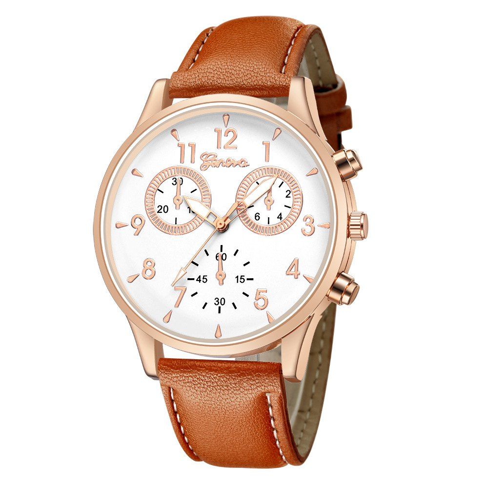 

Geneva Men'S Fashion Business Leather Band Quartz Watch, Multi-c