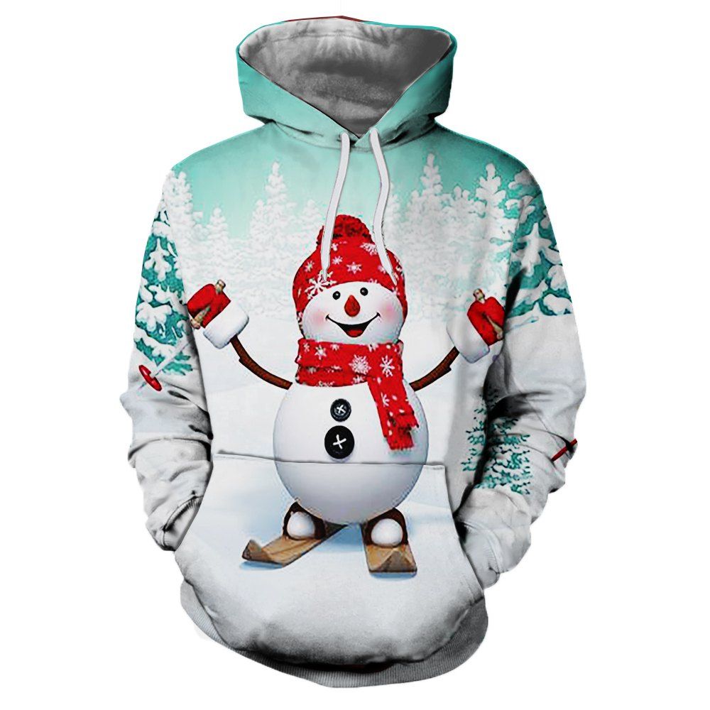 

New Fashion Casual Christmas Snowman 3D Printed Hoodie, Multi