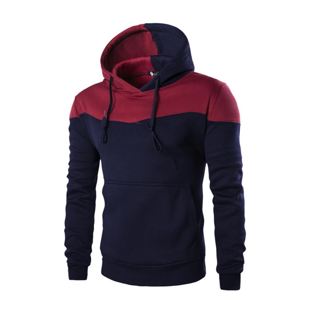 

Autumn Men's Stitching Hoodie Sweater, Cadetblue