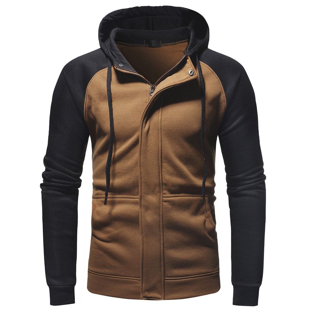 

Raglan Sleeves Men's Fashion Casual Sports Wild Hooded Sweater, Light brown