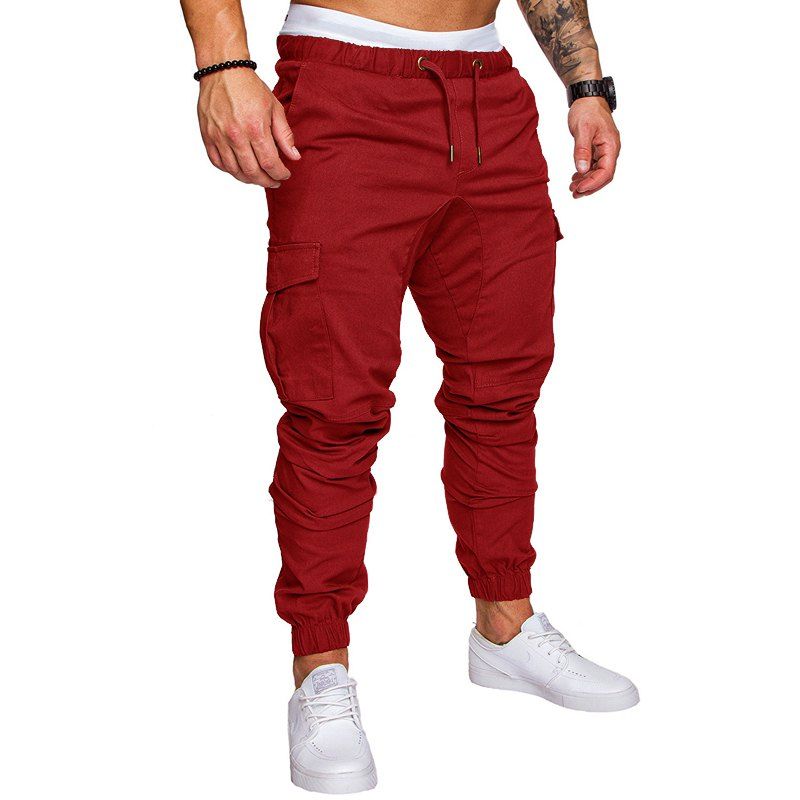 

Casual Elastic Sports Trousers Men's Trousers, Red wine