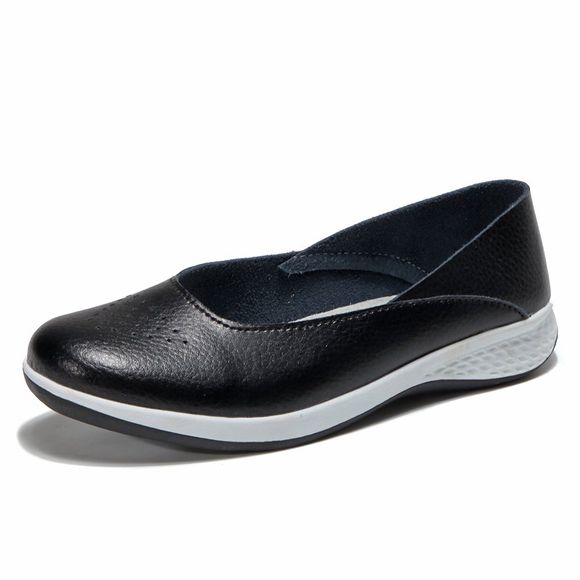 Chaussures de sport en cuir pour les femmes en automne avec des chaussures plates confortables - Noir Graphite EU 39