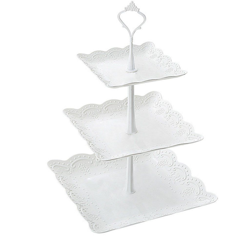

Creative Dessert Plate Three-tier of Fruit Basket Tray Cake Tray Decor for Gift, White