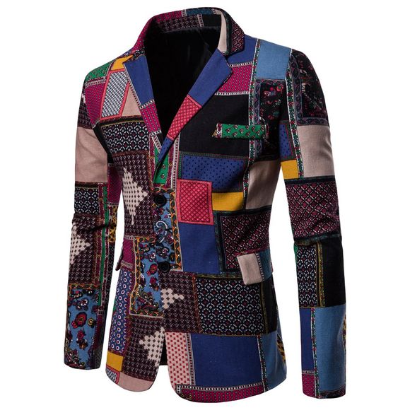Hommes manteau costume en coton imprimé - multicolor A 4XL