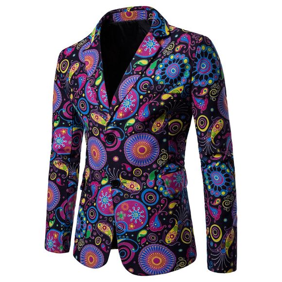Hommes manteau costume en coton imprimé - multicolor F L