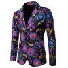 Hommes manteau costume en coton imprimé - multicolor F L