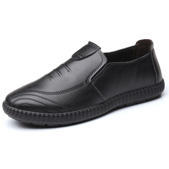 Chaussures tout confort en cuir antidérapantes pour hommes - Noir EU 38