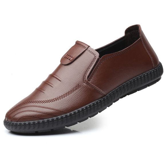 Chaussures tout confort en cuir antidérapantes pour hommes - Brun EU 44