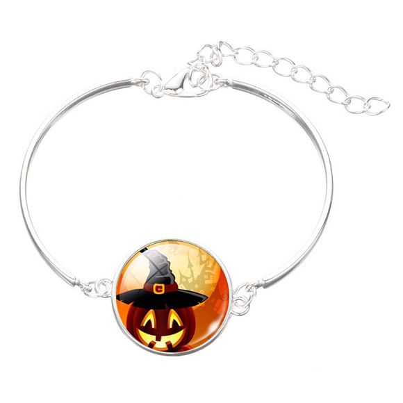 Bracelet bijou de temps squelette citrouille d'Halloween - Argent 