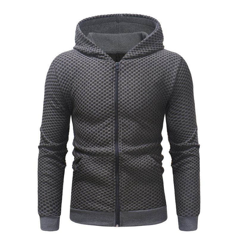 

Men's Winter Hat Pattern Plaid Jacket Loose Coat, Dark gray
