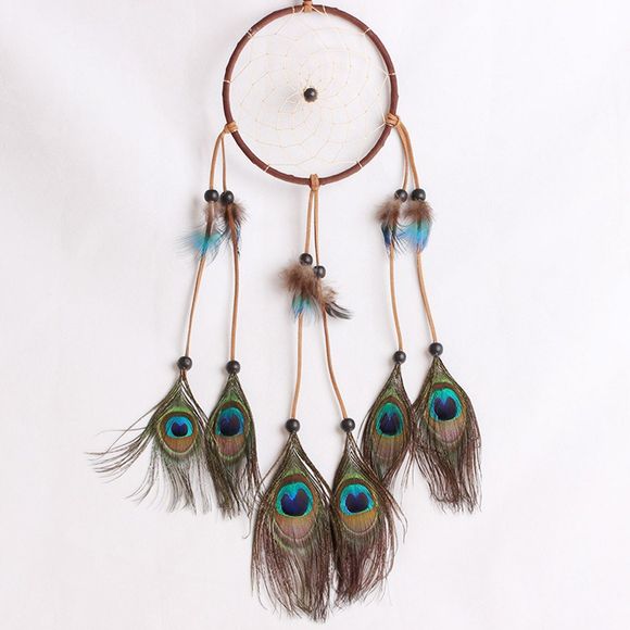 Perle de plume attrapeur de rêves de dentelle suspendus cadeau d'ornement de décoration - multicolor 55*13CM