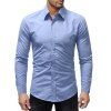 Chemise Casual Slim à manches longues pour hommes en coton - Bleu 3XL