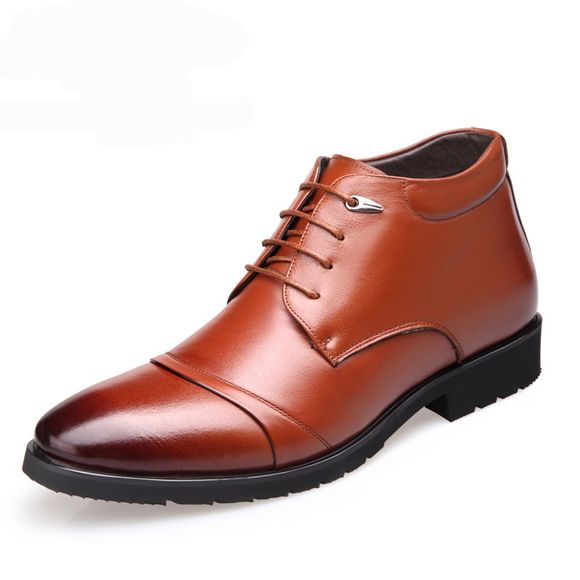 Chaussures habillées pour hommes pointues avec des chaussures pour hommes et des bottes chaudes en coton - Brun Légère EU 41
