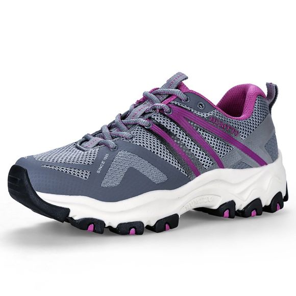 Chaussures de course sur sentier pour femmes HUMTTO, tissu PU, augmentation de la hauteur, jogging à lacets - Gris EU 38