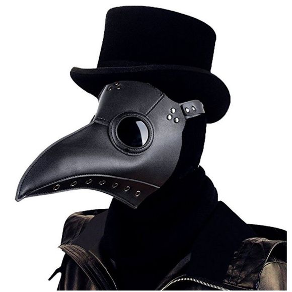 Peste Docteur Oiseau Masque Bec Long Bec Cosplay Steampunk Costume Halloween Accessoires - Noir 